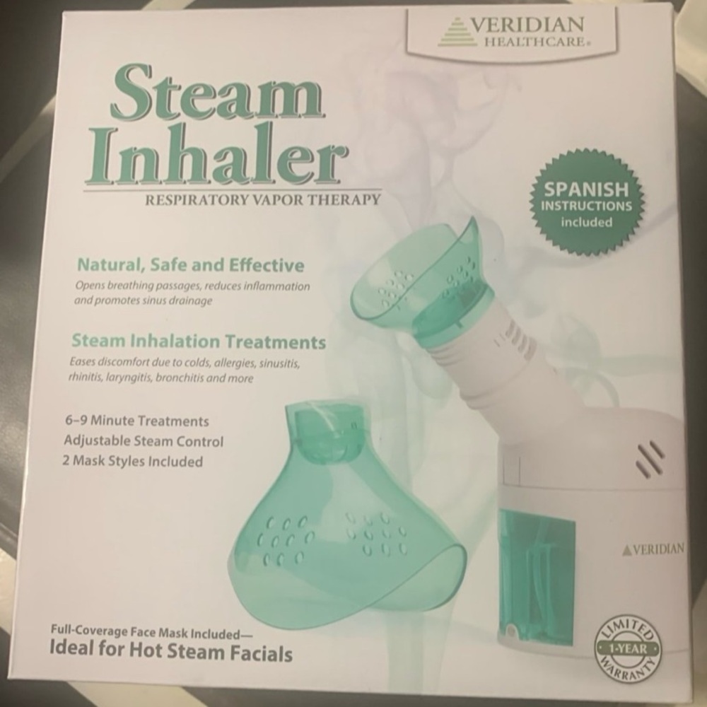 New! Veridian Respiratory Vapor Therapy Steam Inhaler for Sinus Cold Cough